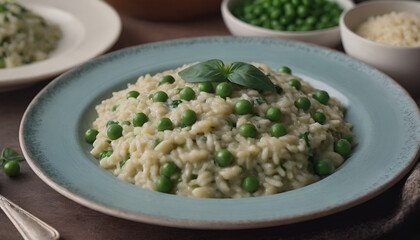 creamy spinach risotto with and peas