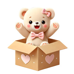 teddy bear in gift box 
