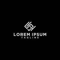 sh or hs square logo design