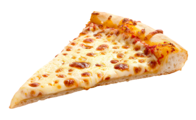 Slice of cheese pizza isolated on Transparent background. 
