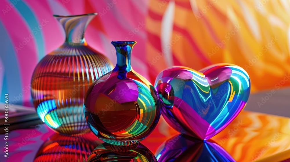 Poster expressing affection with vibrant objects