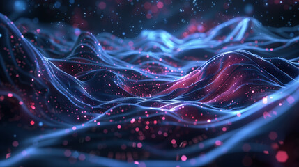 Futuristic Digital Waves and Particles
