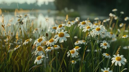 Chamomile in Blossom Surrounded by Nature