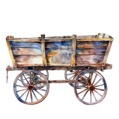 Wagon watercolor illustration isolated on transparent. png file for art work.