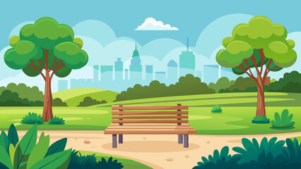 city park bench green landscape background 