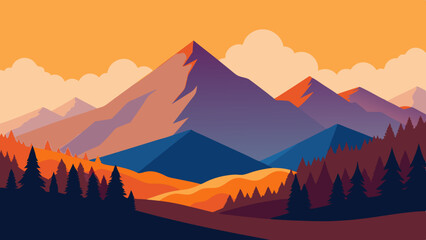 colorful autumn landscape mountains sunrise background