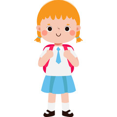student with school bag, Cute Kid back to school, cartoon character illustration flat style