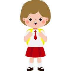 student with school bag, Cute Kid back to school, cartoon character illustration flat style