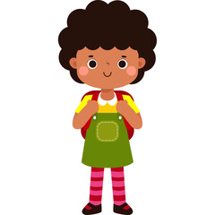 student with school bag, Cute Kid back to school, cartoon character illustration flat style