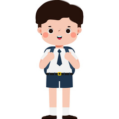 student with school bag, Cute Kid back to school, cartoon character illustration flat style