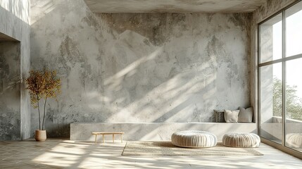 3D Rendered Mock-Up of Empty Home Interior Wall