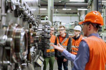 Factory Worker Explaining Industrial Machinery