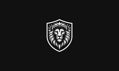 Obraz premium logo design of head lion on shield vector design