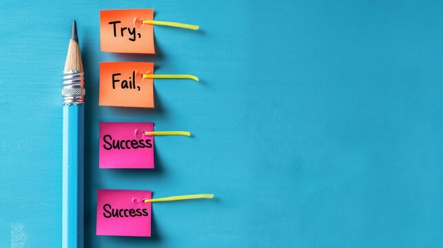 Motivational Notes with a Blue Pencil