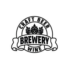 brewery logo design concept vintage retro style with ribbon