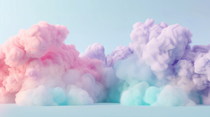 Vibrant pastel-colored clouds of pink and purple. Abstract minimal background with soft, ethereal atmosphere. Ideal for design and creativity projects.