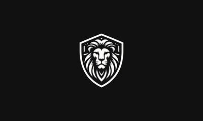 logo design of head lion on shield vector design