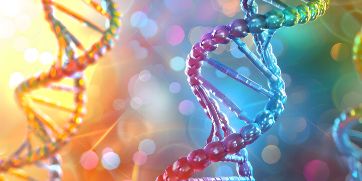 DNA dupla h&eacute;lice com fundo colorido