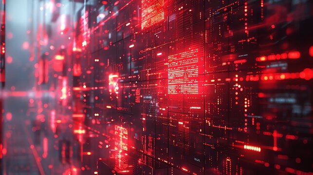 Abstract Red Digital Background.
