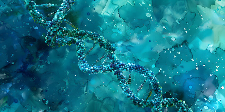 Dupla h&eacute;lice de DNA em paleta de cores vibrante azul e verde