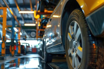 Fototapeta premium Car service station. Auto repair shop. Auto service industry. Automotive background
