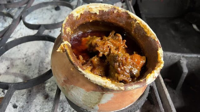 Closeup view of prepared Chicken handi made in Bihari style .