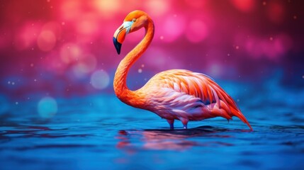 Fototapeta premium a flamingo standing in the sea 