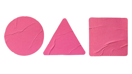 Pink circular, triangular and square paper sticker