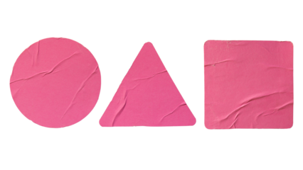 Pink circular, triangular and square paper sticker