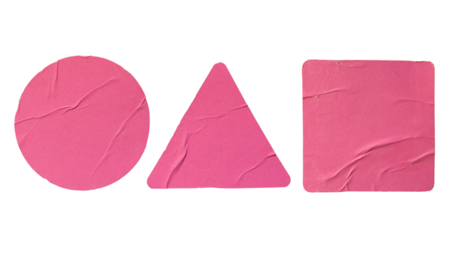 Pink circular, triangular and square paper sticker