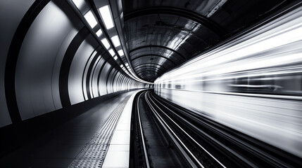 black and white subway, AI generated