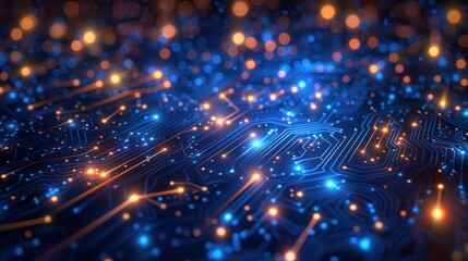 Abstract Circuit Board with Glowing Lines