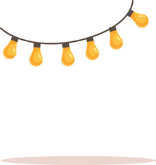 String of lights is hanging, creating a warm and inviting atmosphere