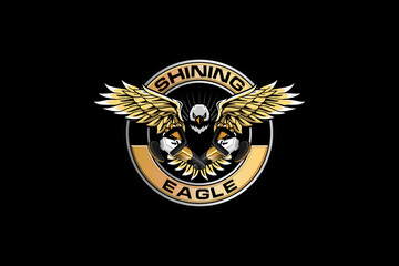 Fototapeta premium eagle with polishing mechine cartoon character logo vector template