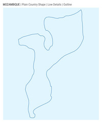 Mozambique plain country map. Low details. Outline style. Shape of Mozambique. Vector illustration.