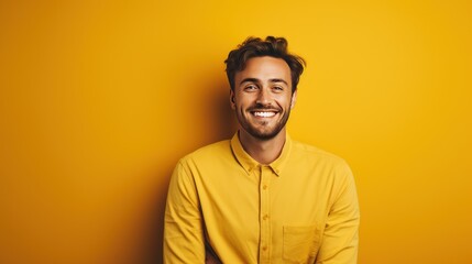 Fototapeta premium Portrait of happy man, studio environment, 