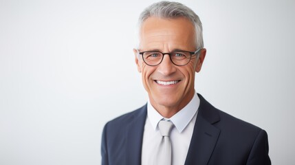 Portrait of smiling man, neutral background, 