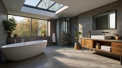 modern bathroom with bathtub