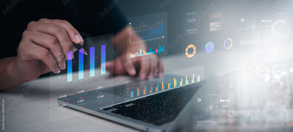 Poster innovative business dashboards data analysis kpi financial digital erp performance ui report system