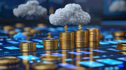 Cloud Computing Cost Efficiency, cost efficiency in cloud computing with an image showing pay-per-use pricing models, resource optimization techniques