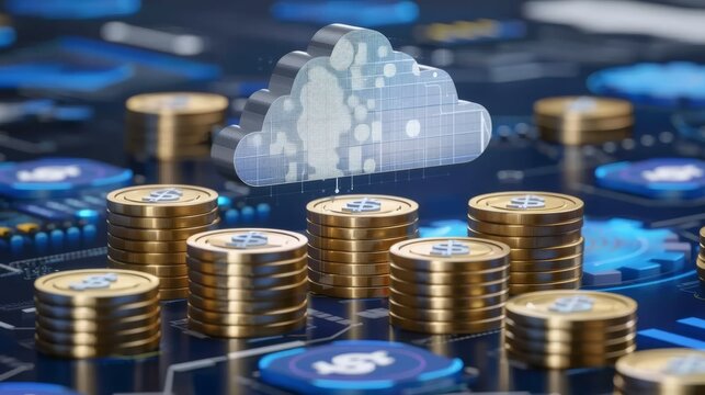 Cloud Computing Cost Efficiency, cost efficiency in cloud computing with an image showing pay-per-use pricing models, resource optimization techniques