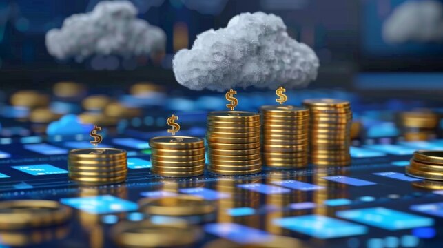 Cloud Computing Cost Efficiency, cost efficiency in cloud computing with an image showing pay-per-use pricing models, resource optimization techniques