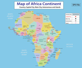 Naklejka premium World map. Political maps of North and South America, Europe and Asia, Africa and Australia continents. Colorful world map countries and country names. Geography politics map.