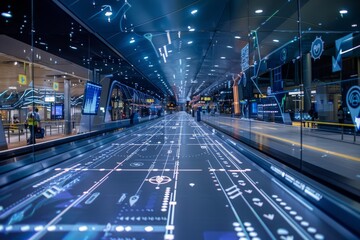 Futuristic Subway Station with Interactive Display