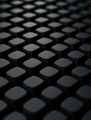 Obraz premium Geometric black squares, sleek modern pattern, abstract repetitive design, futuristic surface texture in dark tones