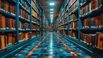 Mentors guiding students through various subjects in a quiet library, shelves filled with books, creating a focused and supportive learning environment