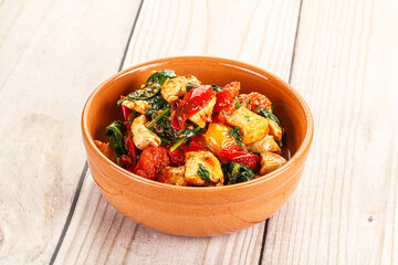Chicken with tomato and spinach