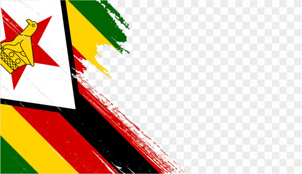 Zimbabwe flag brush paint textured isolated on png or transparent background. vector illustration  