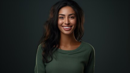 Fototapeta premium Woman with a confident smile, studio backdrop, 