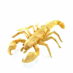 Fototapeta premium 3D Render, Low Poly style of a radioactive scorpion, on isolated white background, Generative AI
